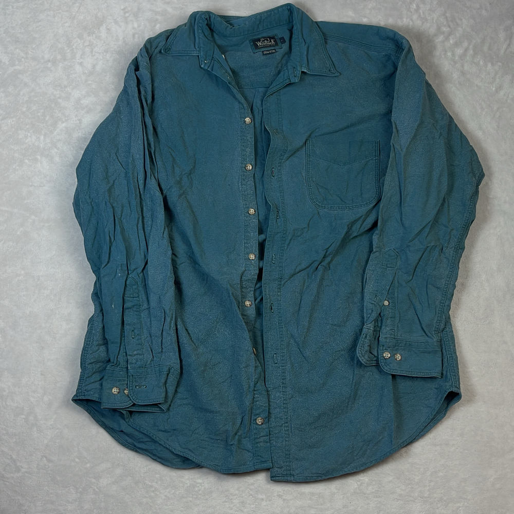 Woolrich Chamois Shirt Men's Teal Green Size L Heavyweight Cotton Made in USA